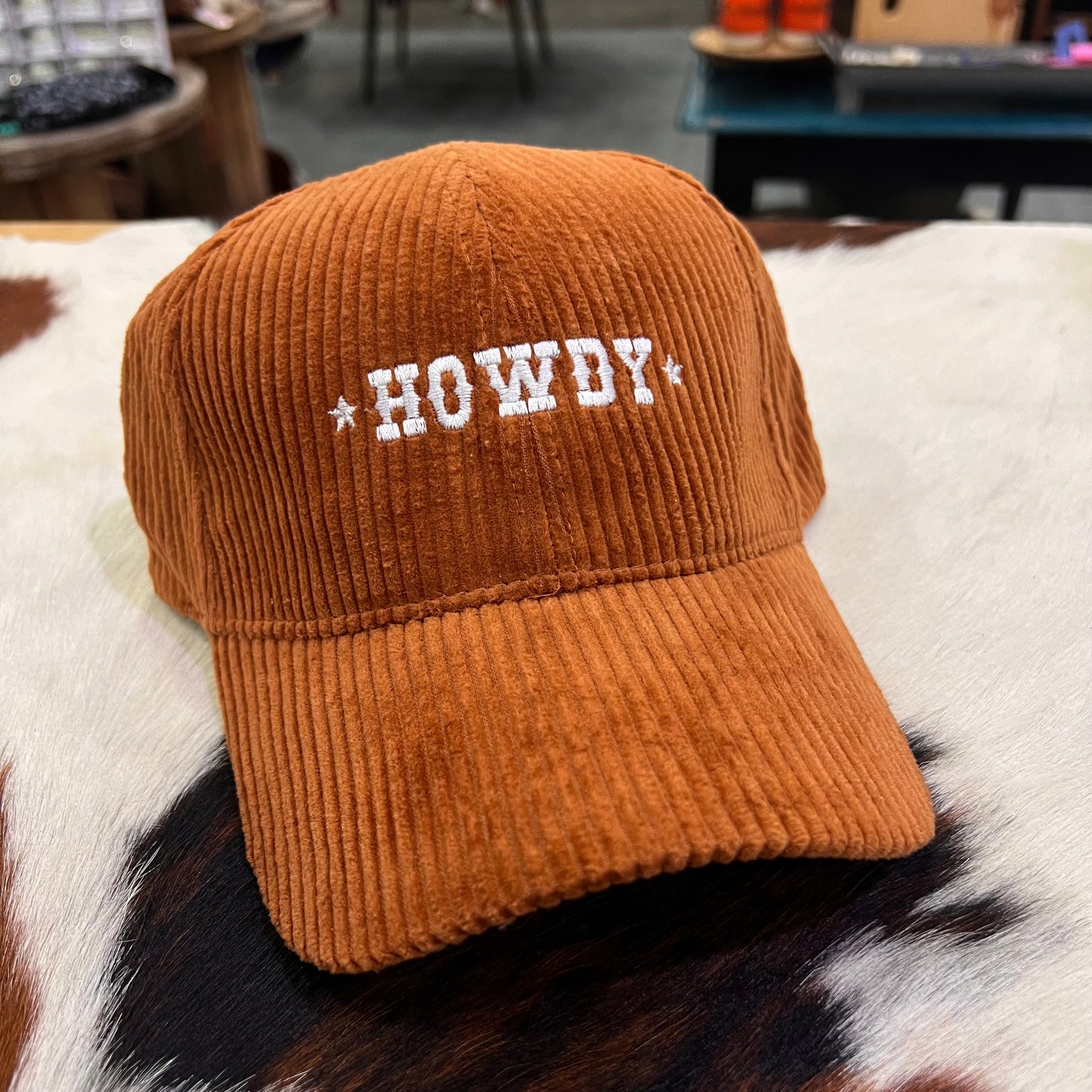 Howdy Corduroy Hat - Rust