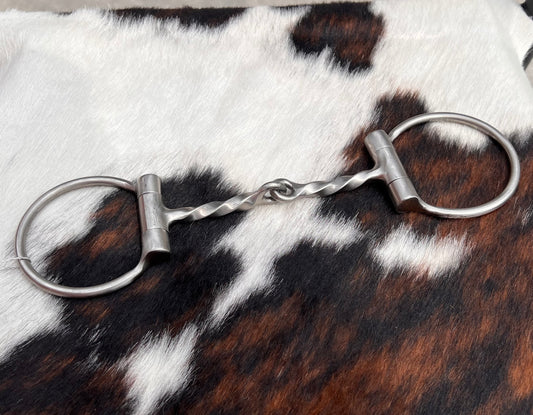 Brushed Square Twist D Ring Snaffle