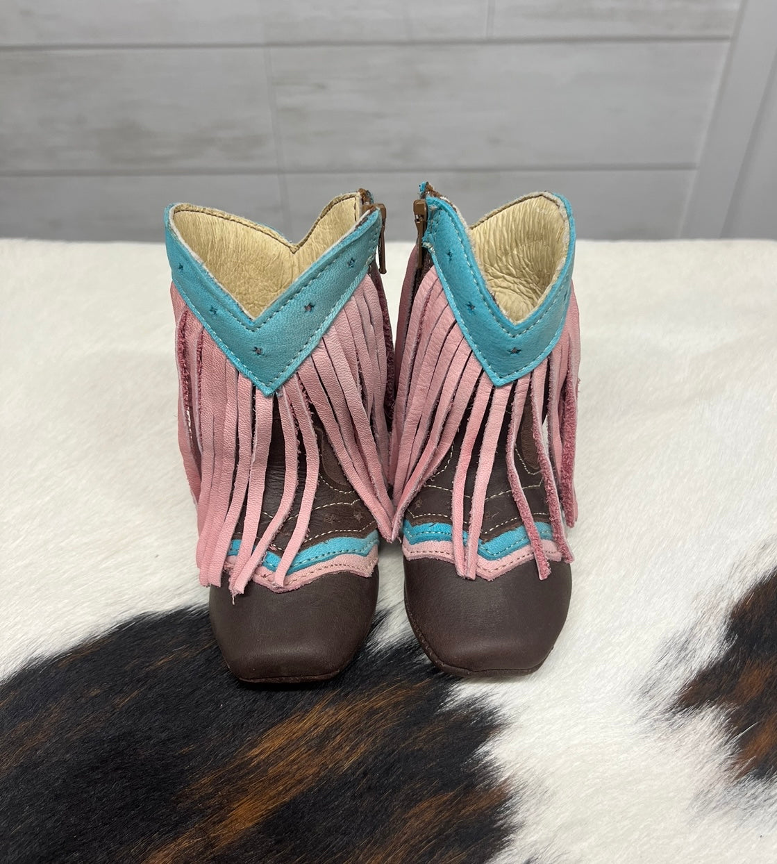 Lyddie Pink Fringe Baby Boots