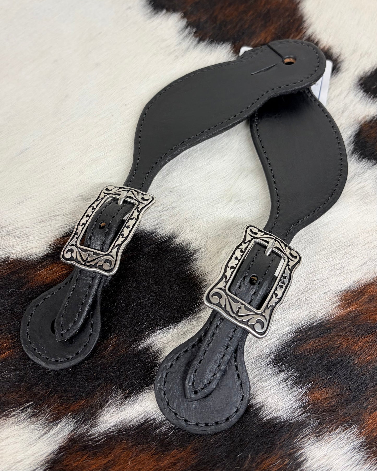 Ladies Dark Oil Leather Spur Strap