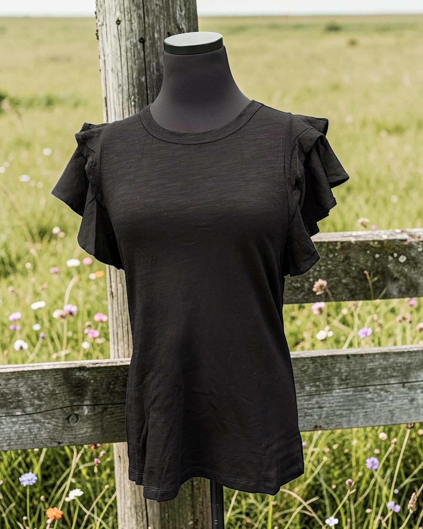 Black Ruffle Tank Top