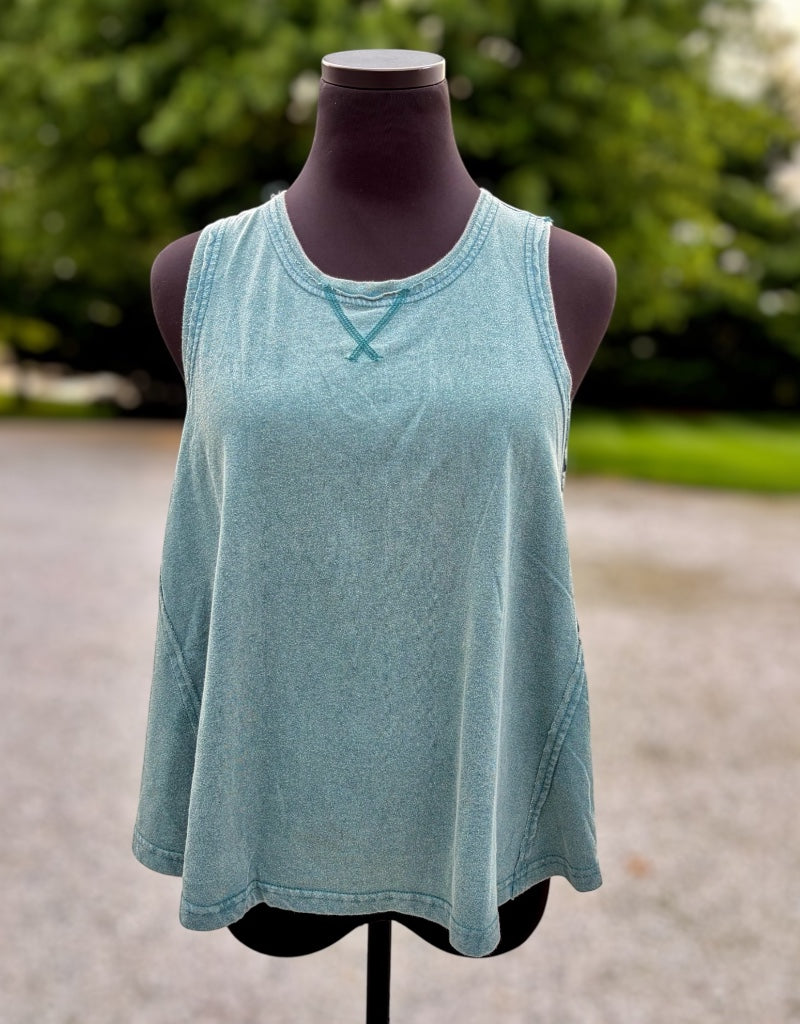 Raw Edge Vintage Wash Tank - Dark Teal