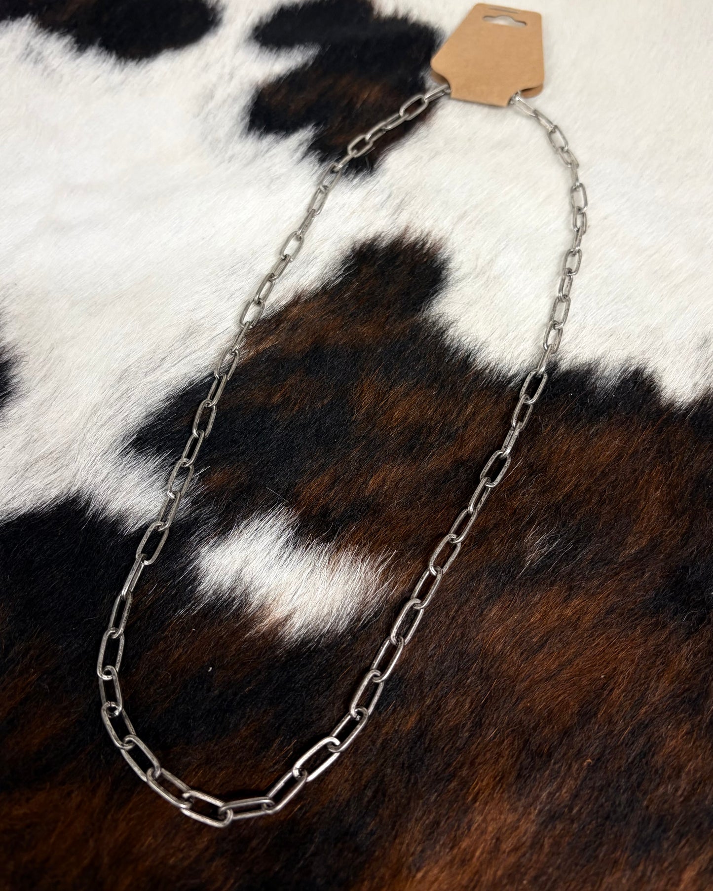 Silver Paperclip Necklace - 24"