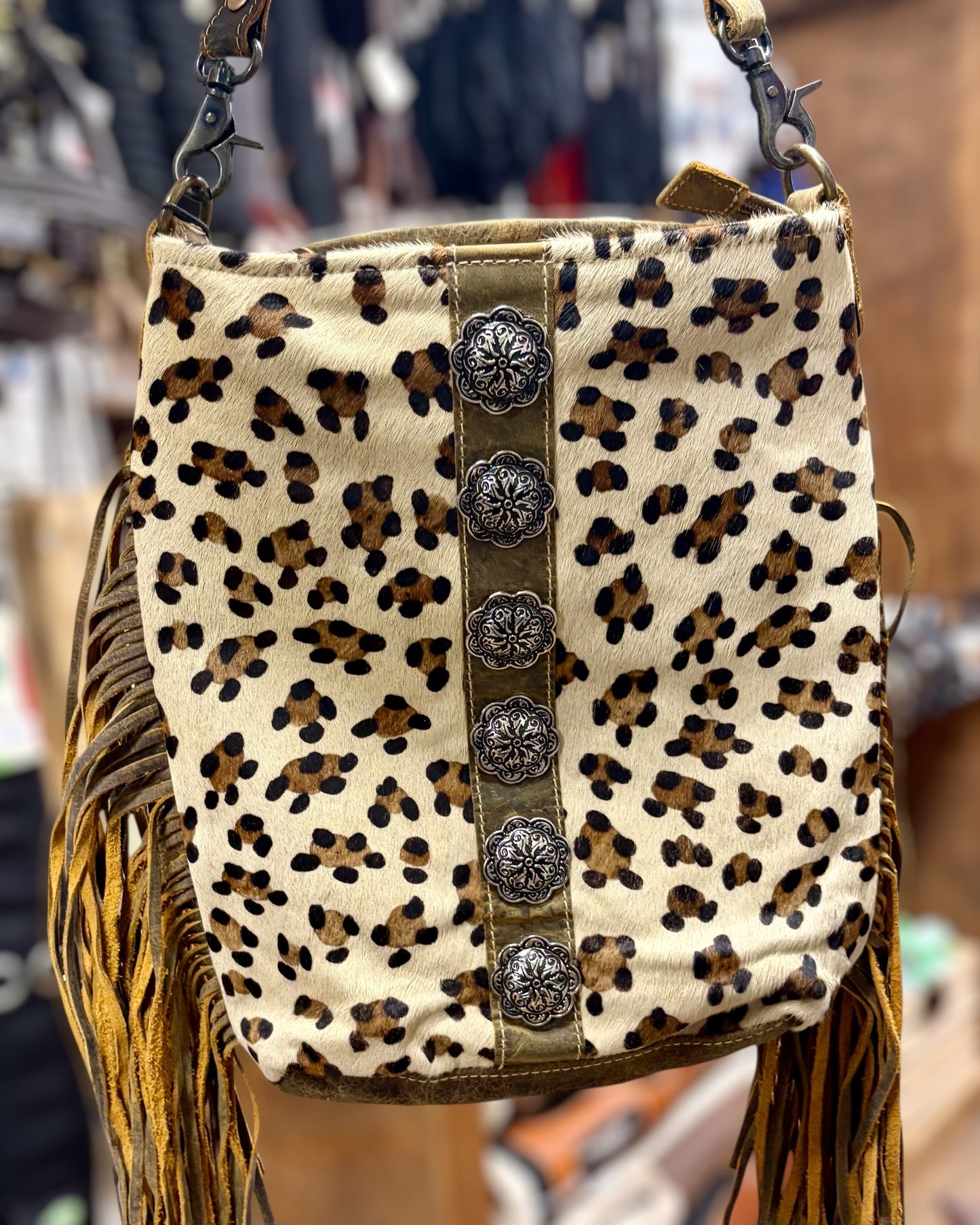 Cheetah Fringe Bag