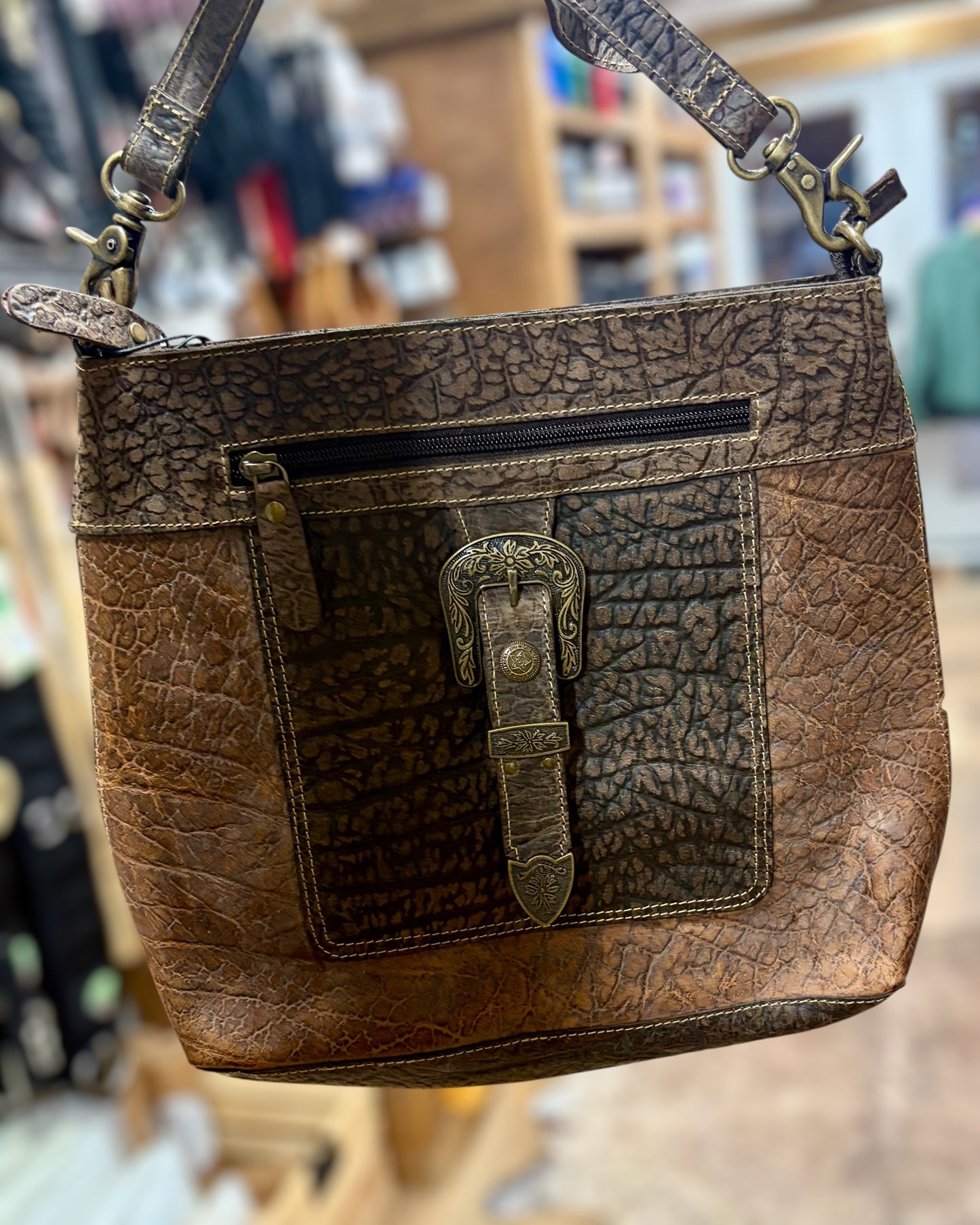 Crossroads Leather Buckle Bag