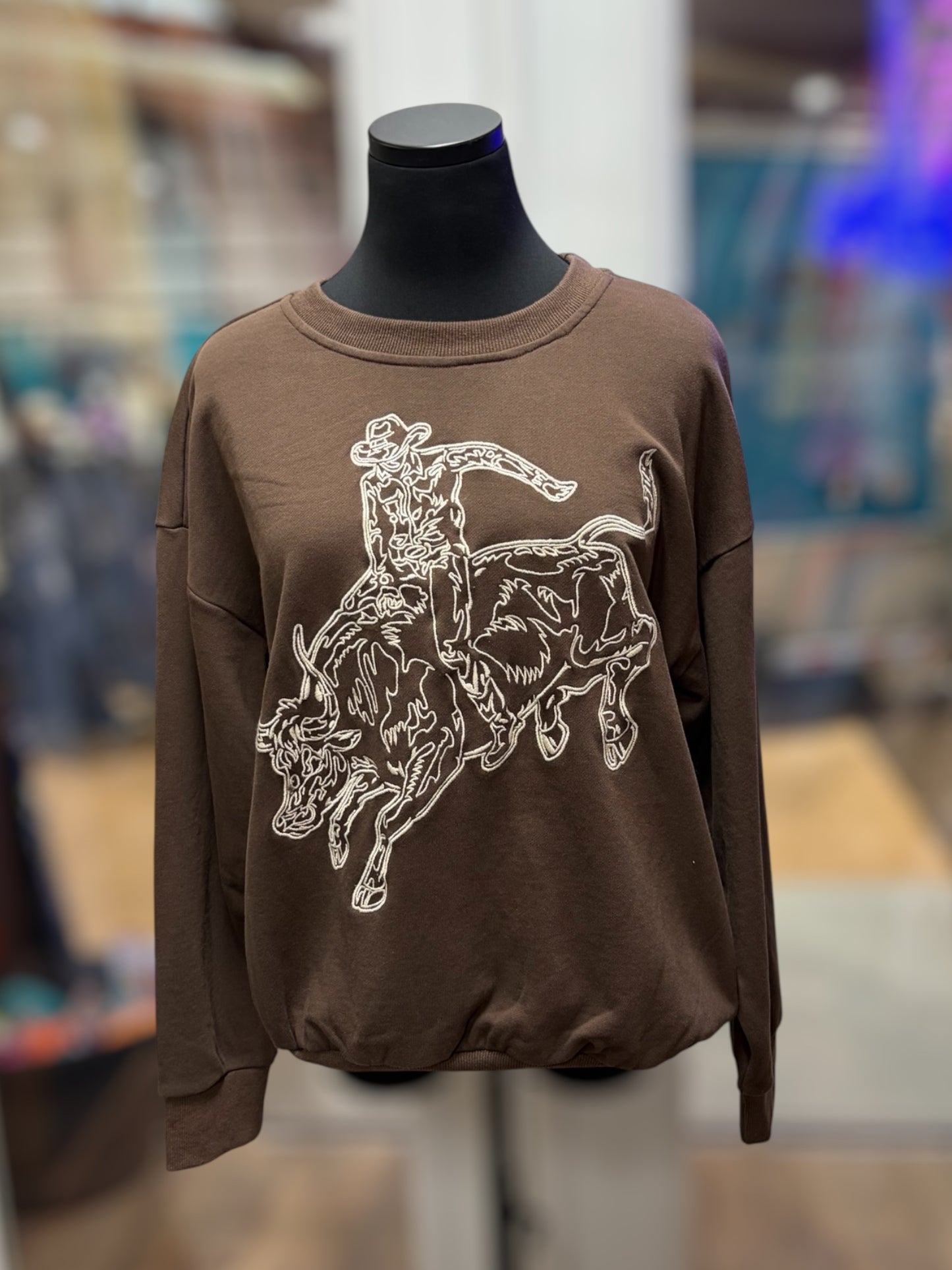 Embroidered Bronc Crewneck