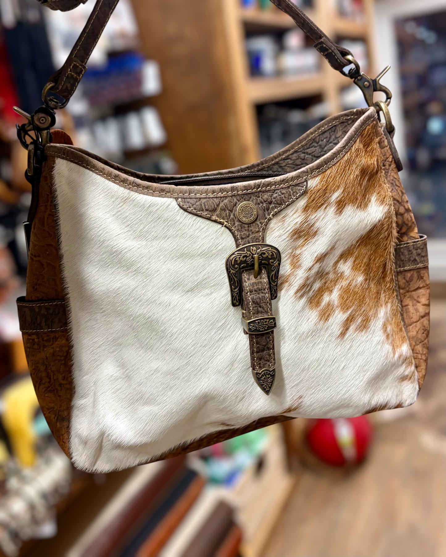 Cowhide Buckle Bag