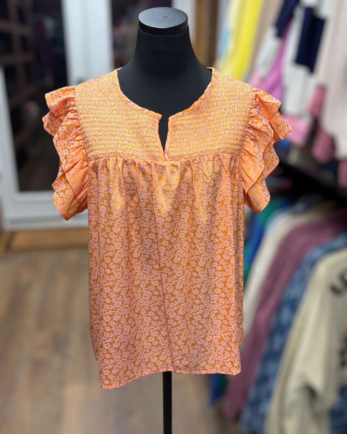 Orange Floral Top