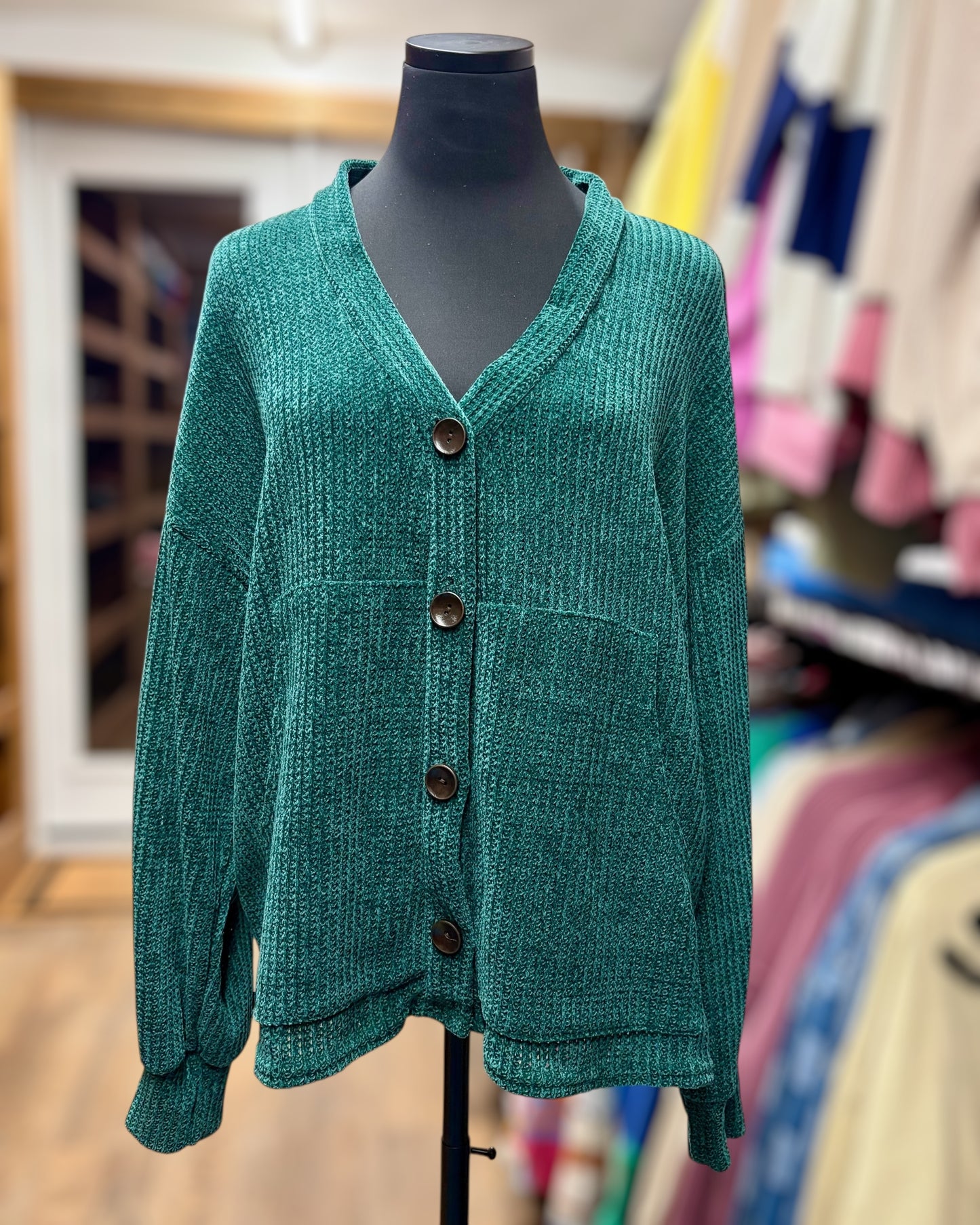 Hunter Green Chenille Cardigan