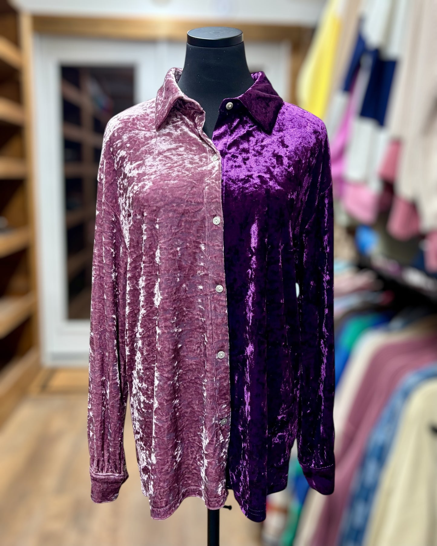 Velvet Color Block Shirt