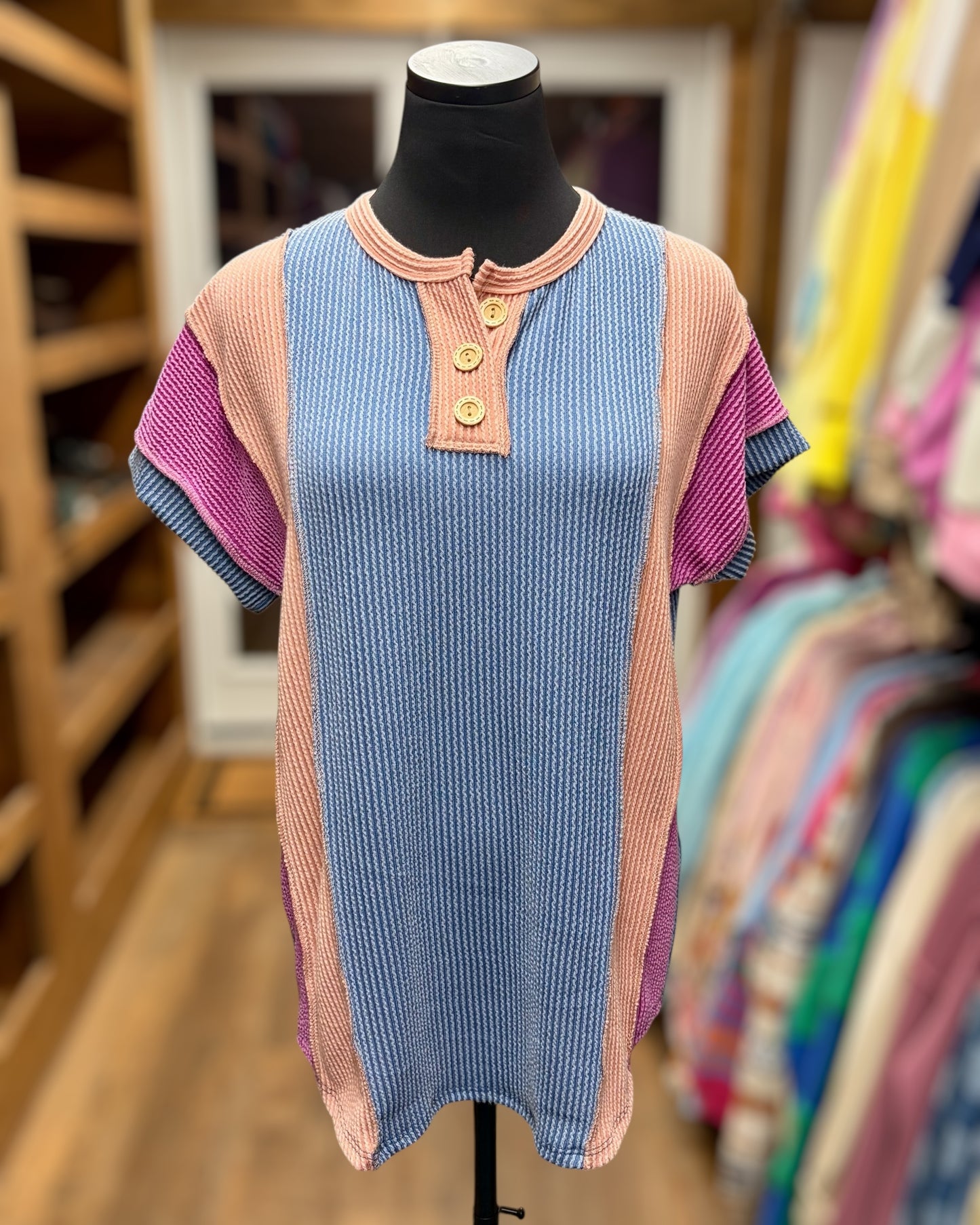 Denim Colorblock Top