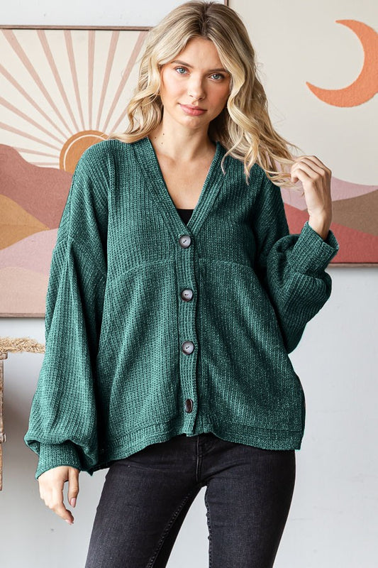 Hunter Green Chenille Cardigan