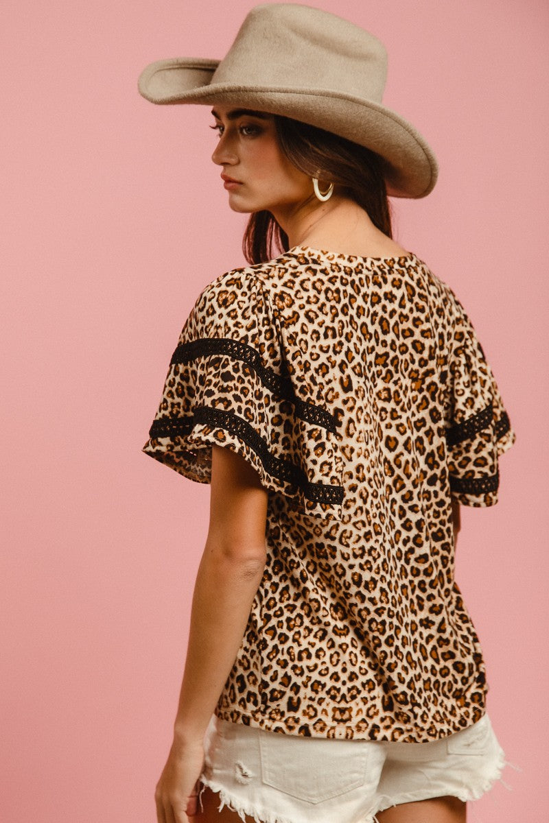 Leopard + Lace Top