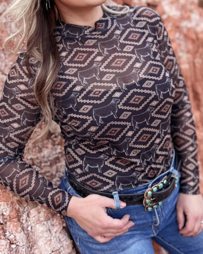 Show Me Your Steer Mesh Top