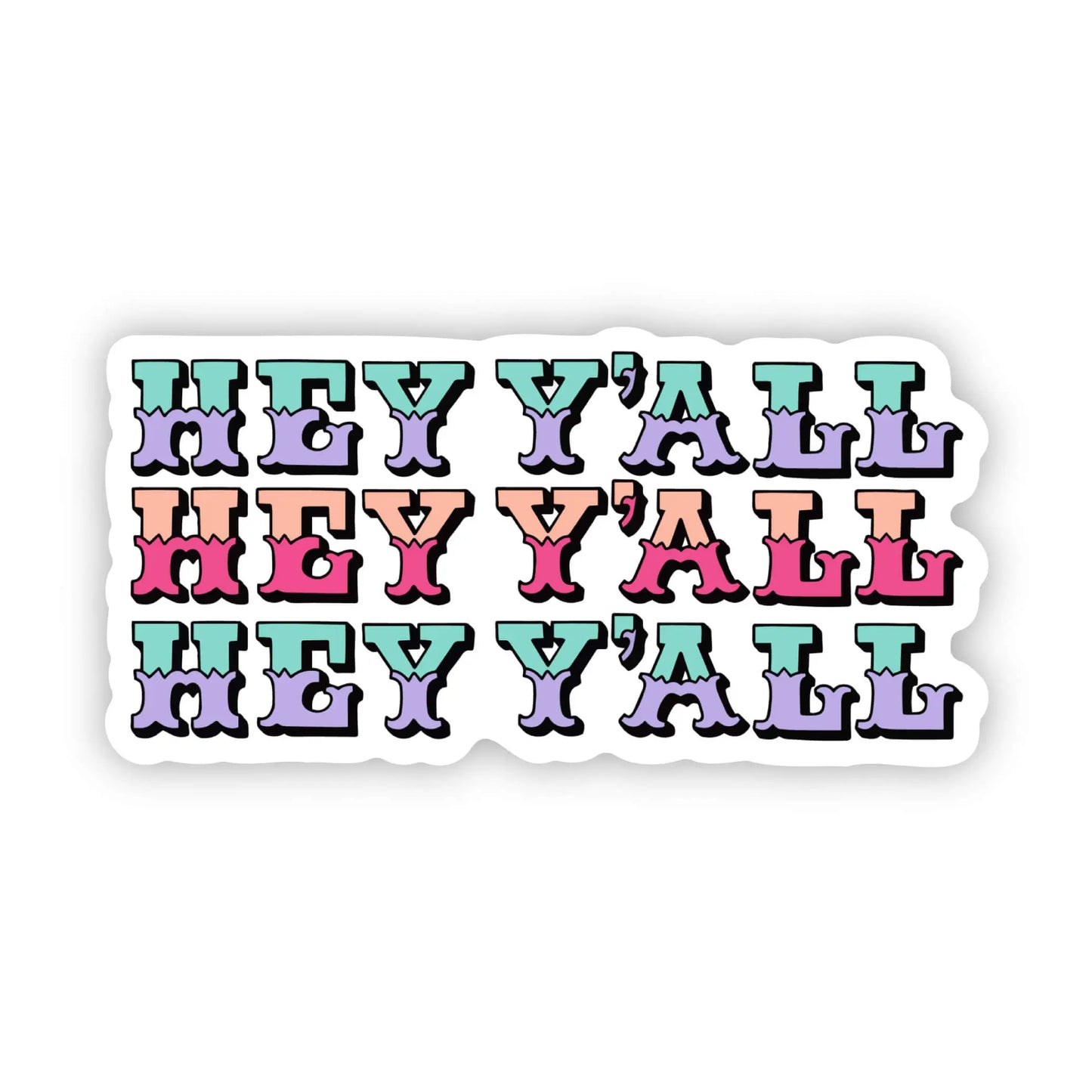 Sticker - Teal Retro Hey Y'all