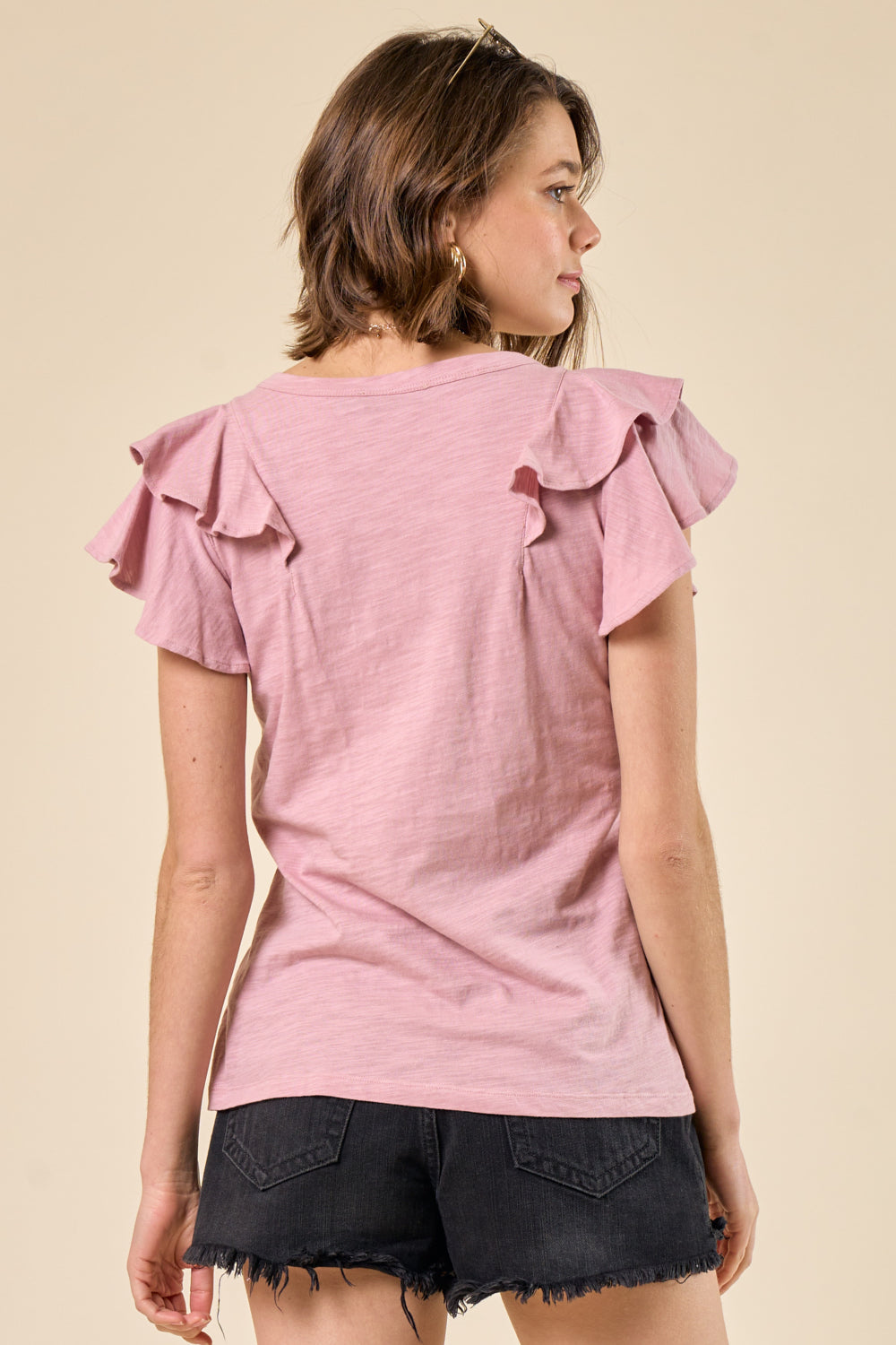 Dusty Pink Short Sleeve Top