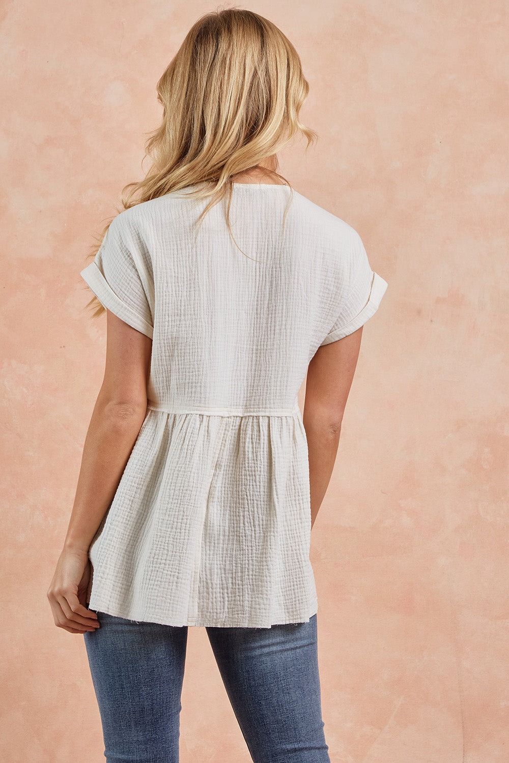 Ivory Dolman Short Sleeve Top
