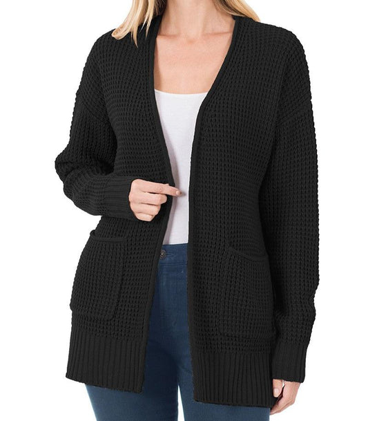 Black Waffle Cardigan
