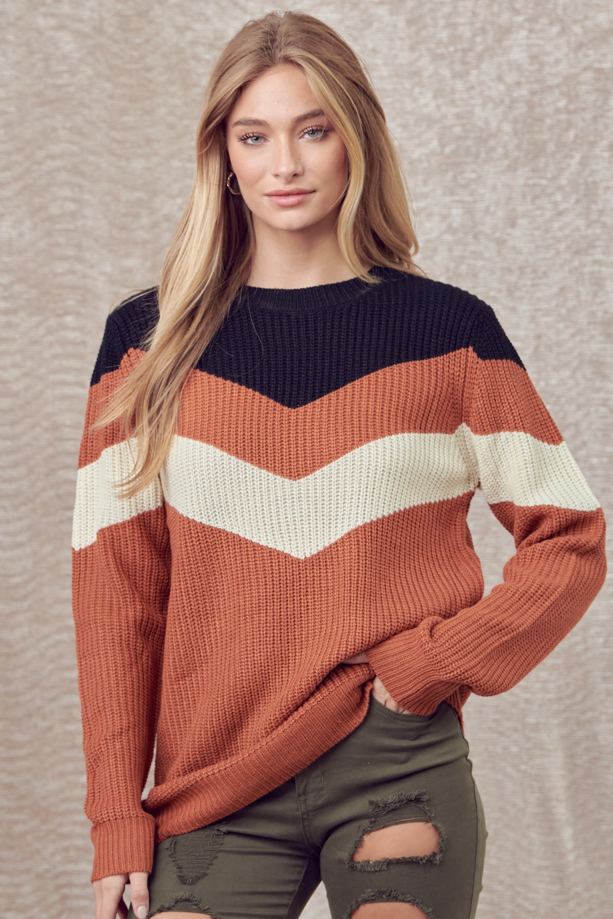 Chevron Cognac Sweater