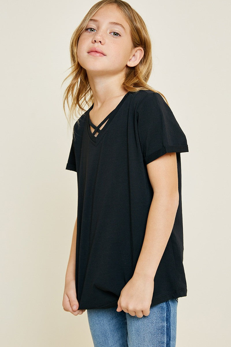 Girls Criss Cross Black Top