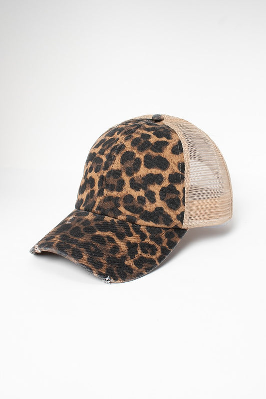 Leopard Tan Mesh Back Hat