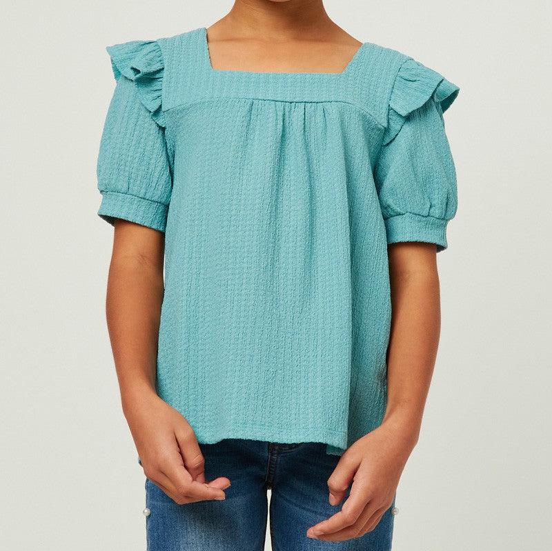 Youth Turquoise Textured Top