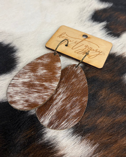 Cowhide Hair On Teardrop Earrings