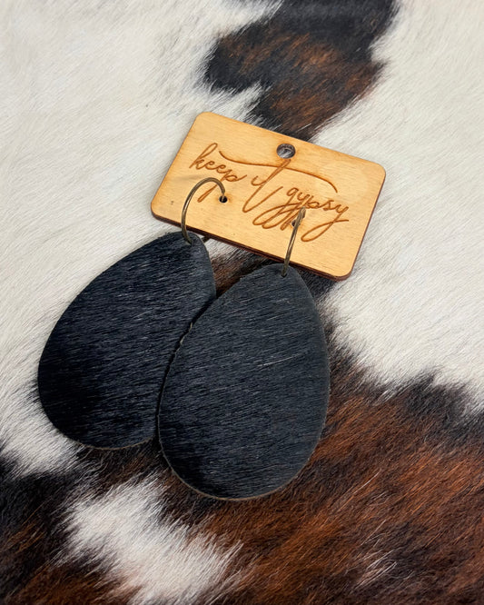 Black Hair On Teardrop Earrings