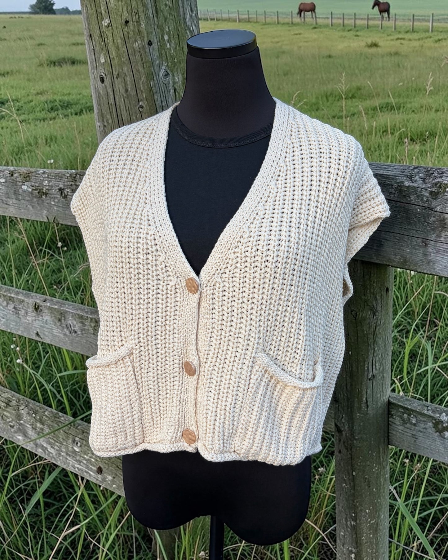 Taupe Button Sweater Vest