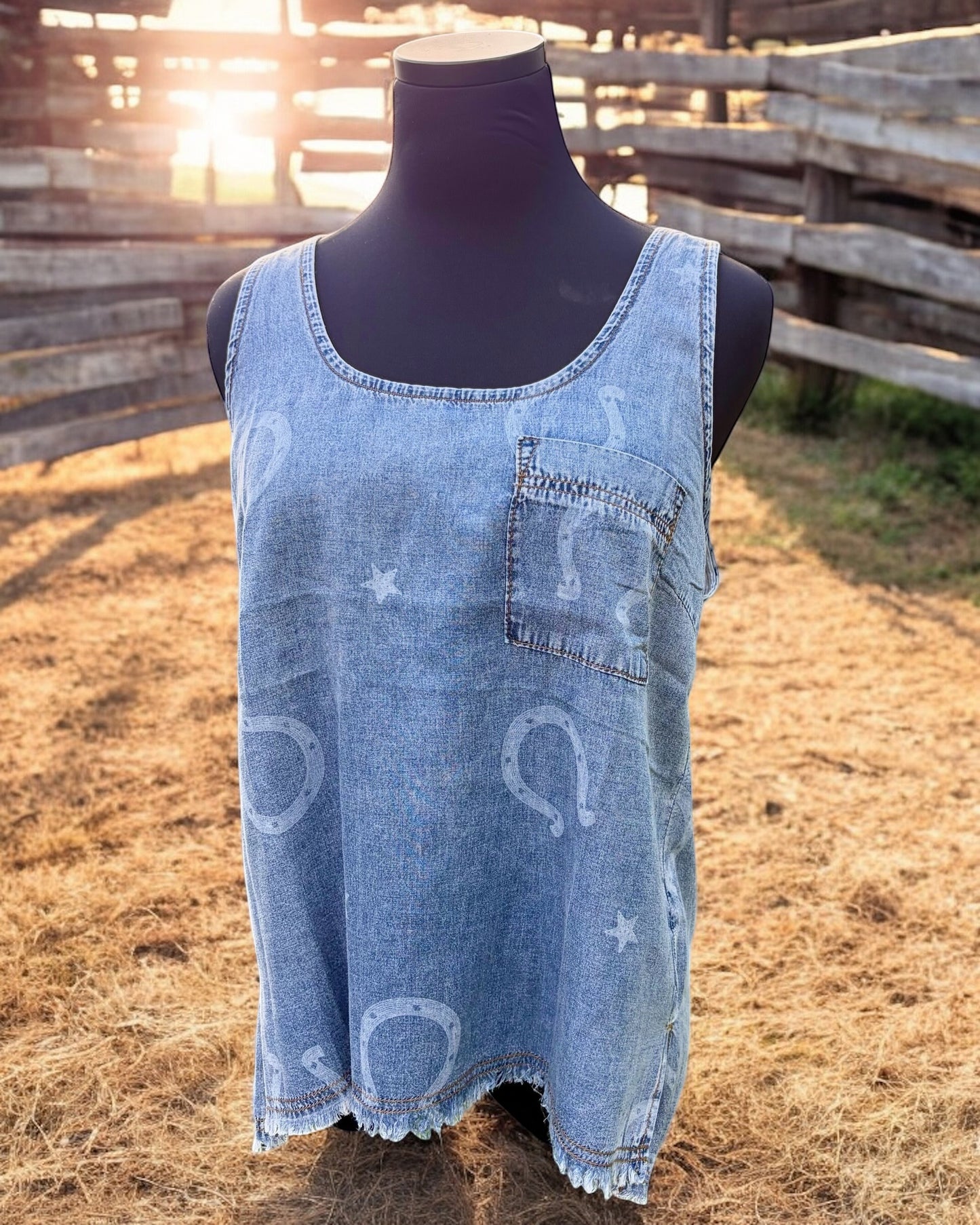 Denim Horseshoe Tank Top