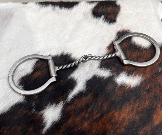Brushed Steel Twisted Wire D-Ring Snaffle