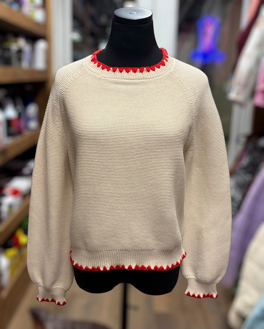 Almond Contrast Stitch Sweater