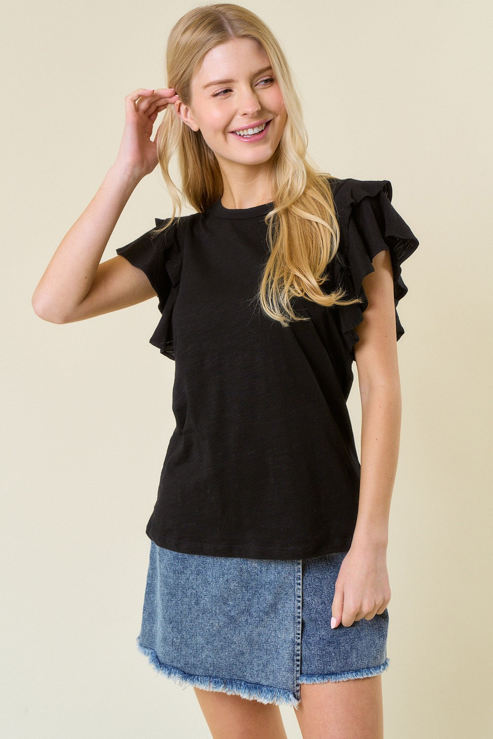 Black Ruffle Tank Top