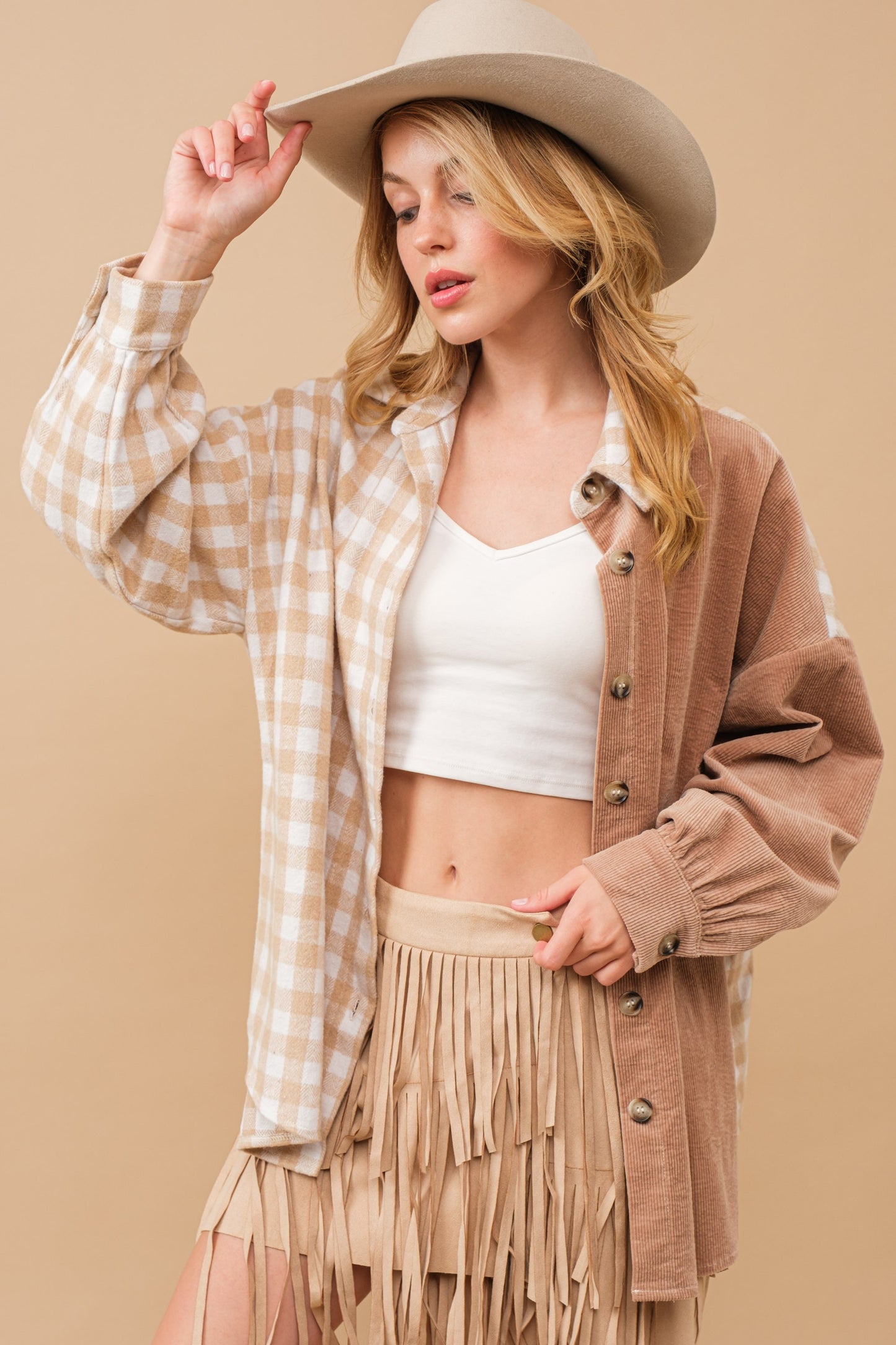 Corduroy Colorblock Shacket