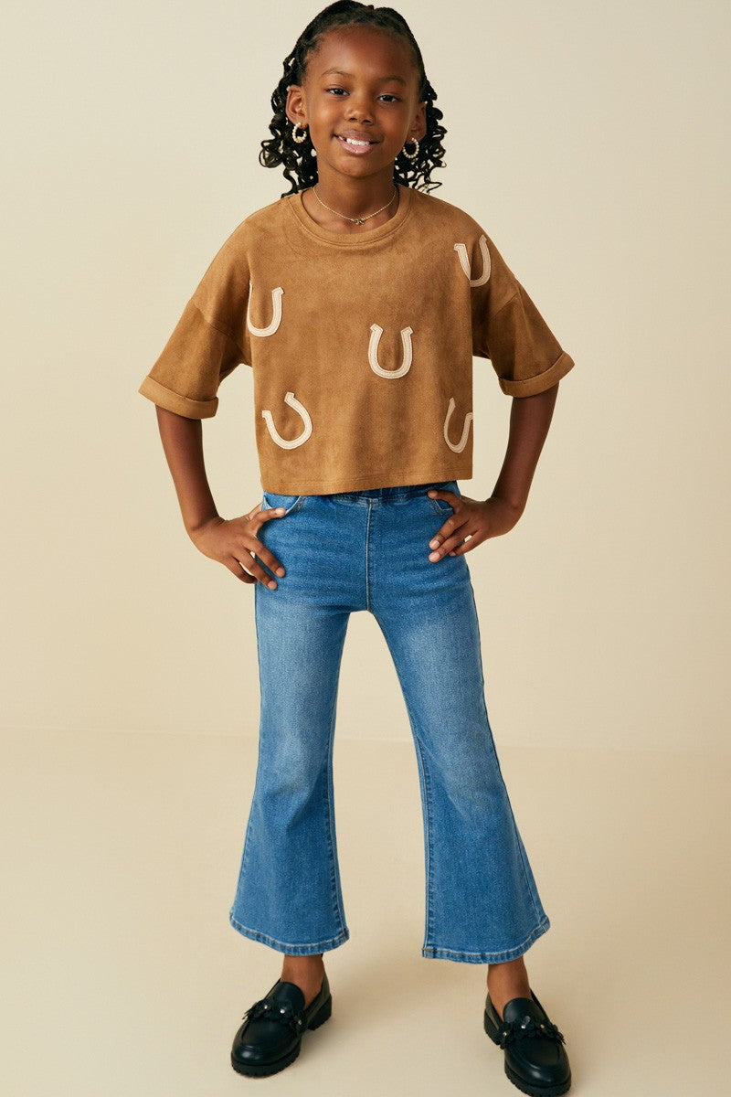 Girls Suede Horseshoe Top