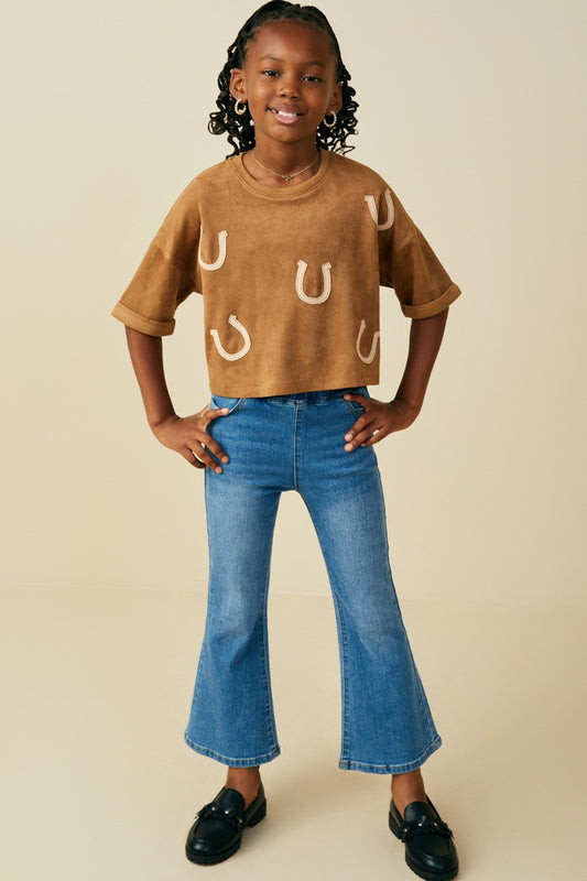 Girls Suede Horseshoe Top