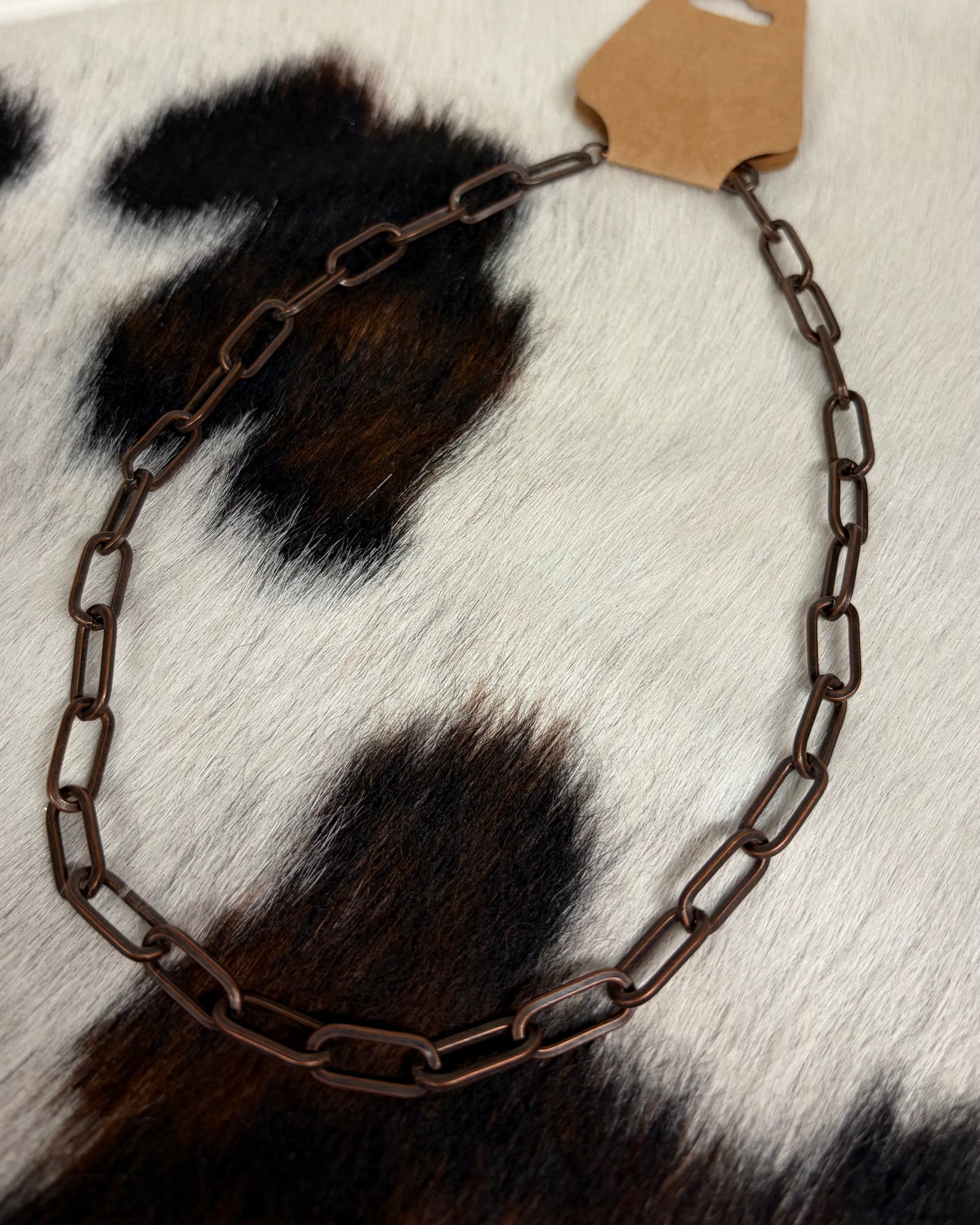 Copper Paperclip Necklace - 17"