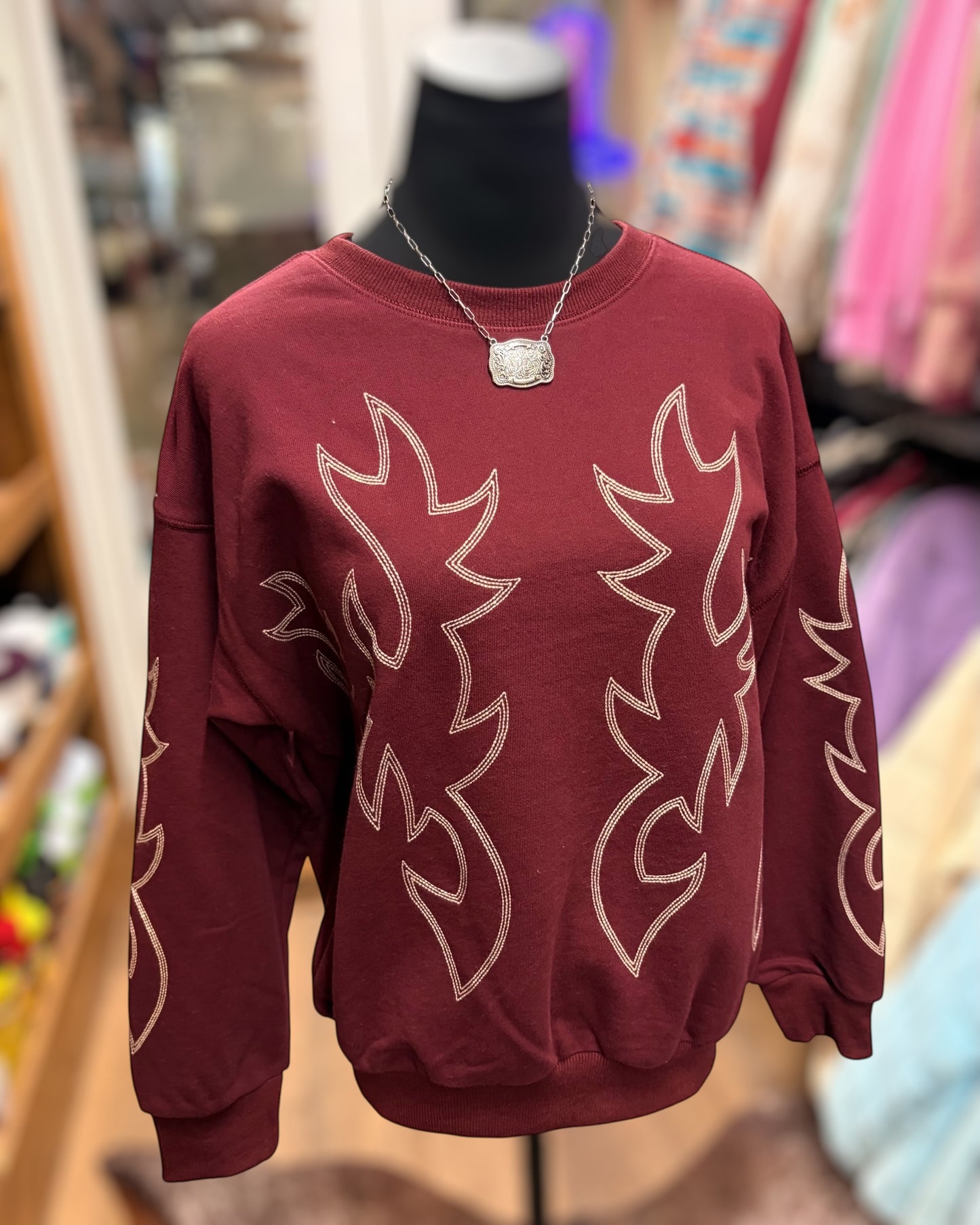 Red Boot Stitch Crewneck