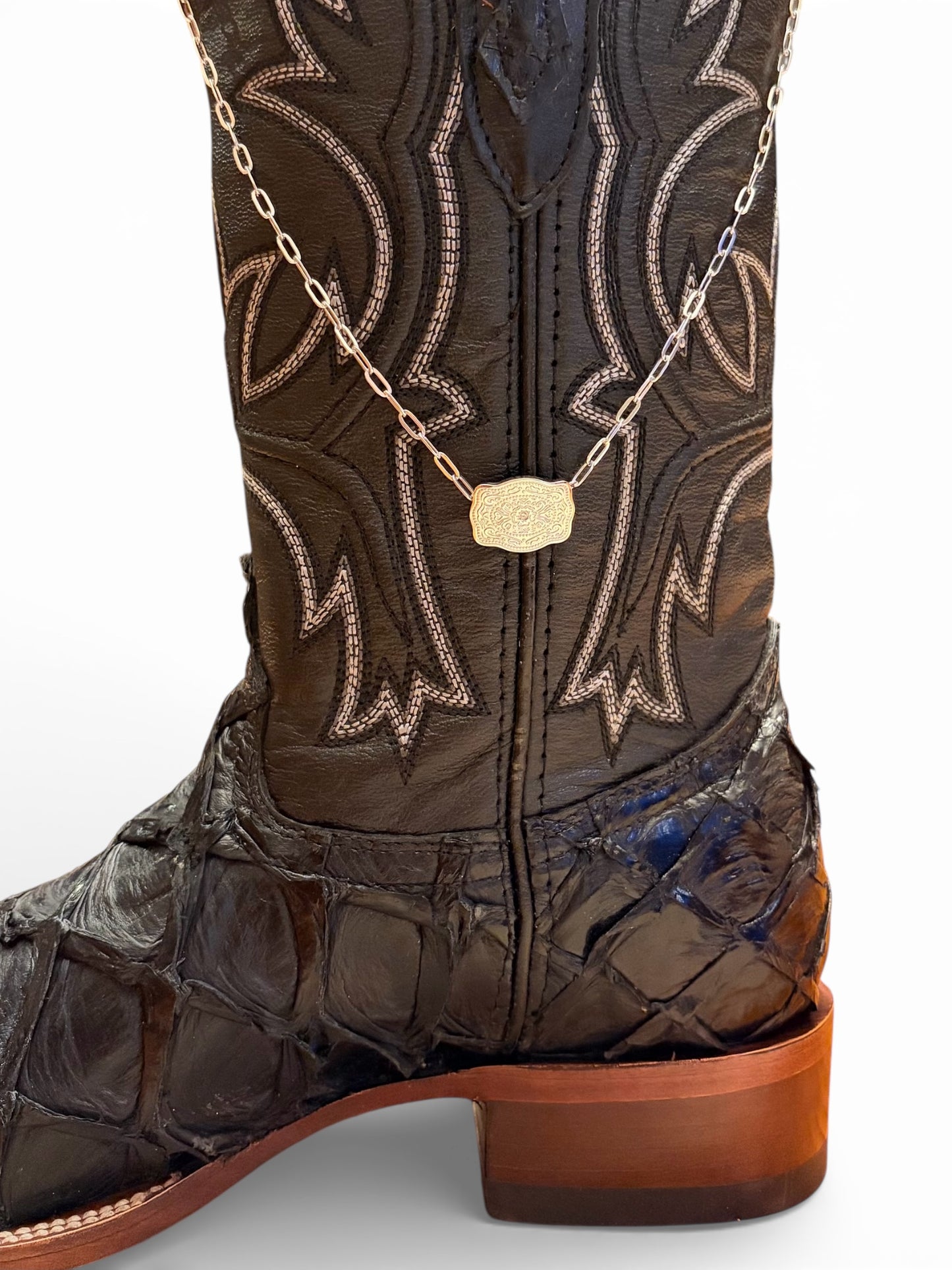 Mini Belt Buckle Necklace - Silver / Paperclip Chain