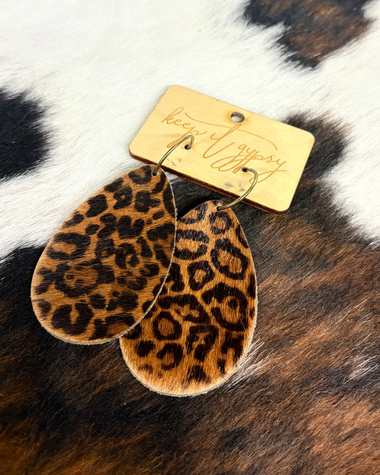 Leopard Hair On Teardrop Earrings