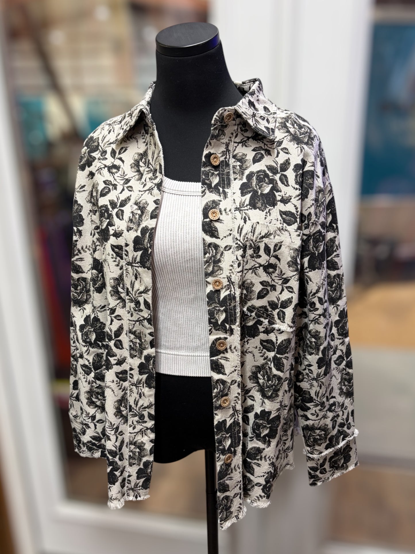 Gray + Black Denim Shacket