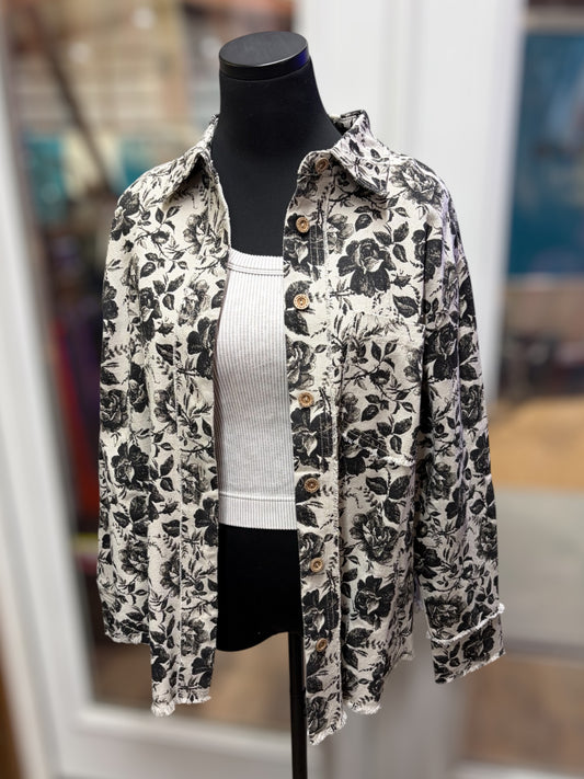 Gray + Black Denim Shacket