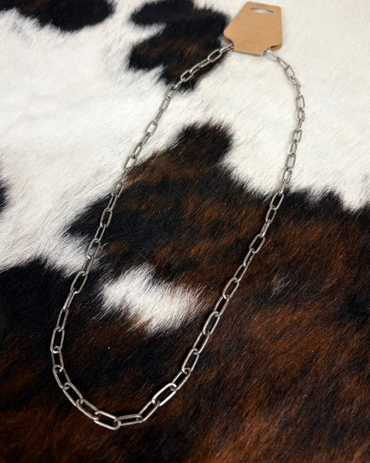Silver Paperclip Necklace - 24"