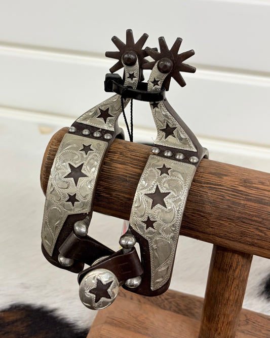 Youth Brown + Silver Star Spurs
