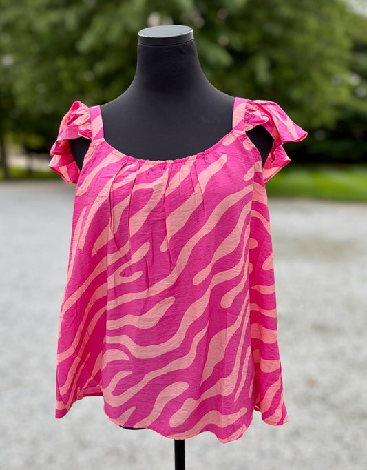 Pink Zebra Flowy Tank