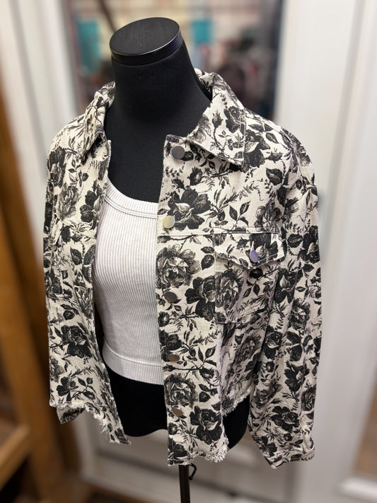 Rose Printed Denim Jacket
