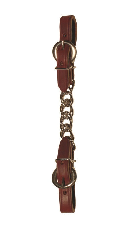 Oiled Leather Curb Chain - Flat Chain