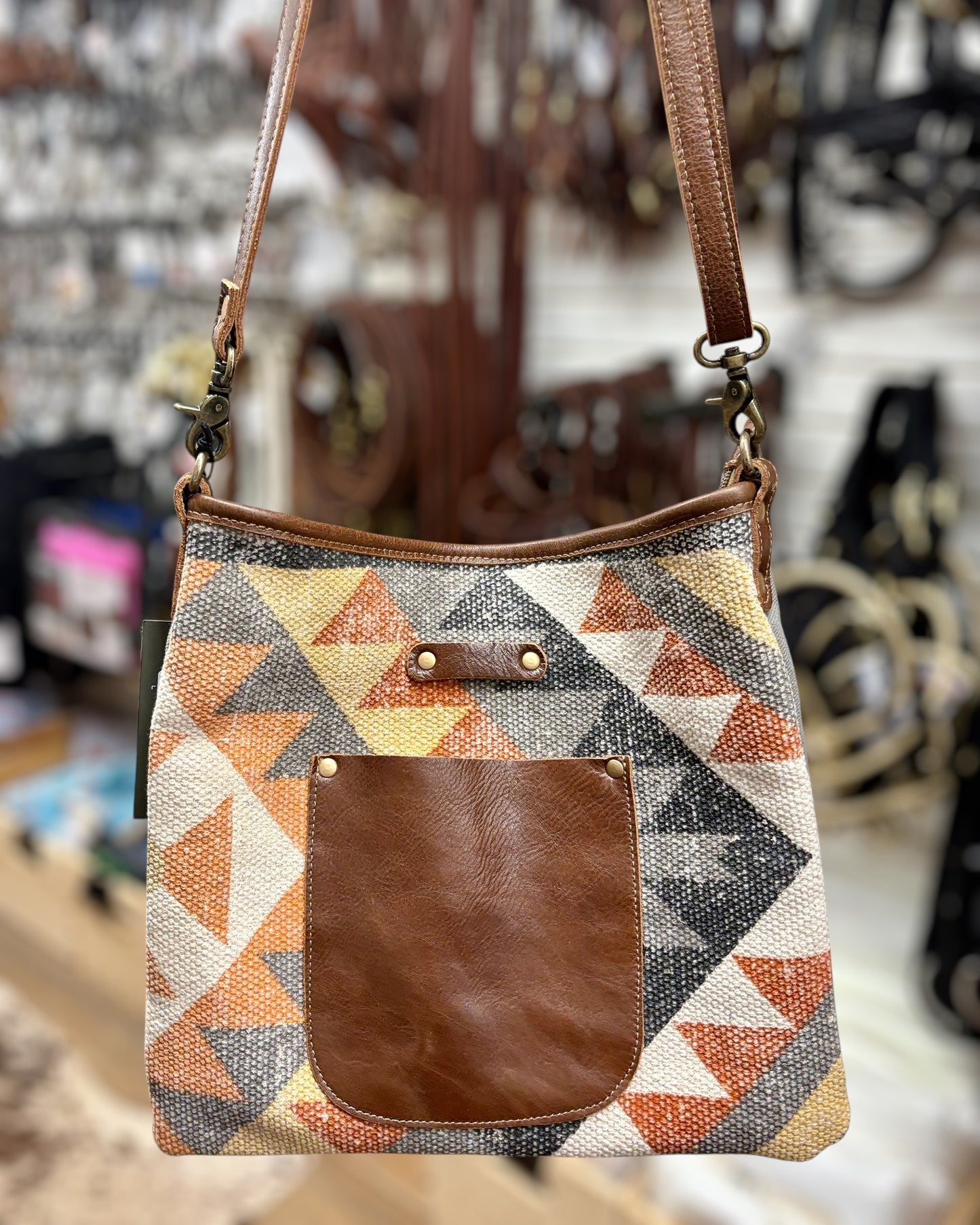 Aztec + Leather Purse