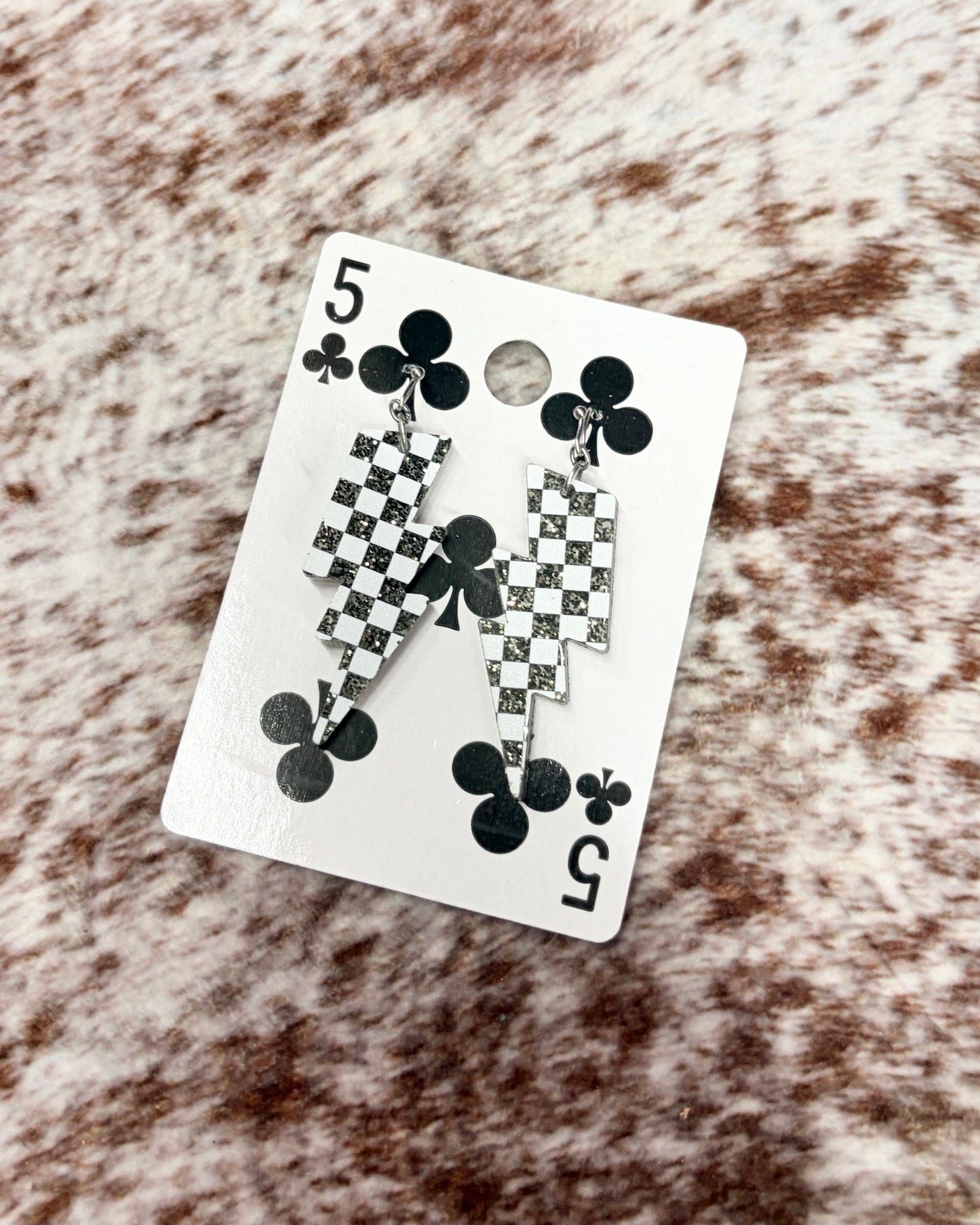 Black + White Bolt Earring