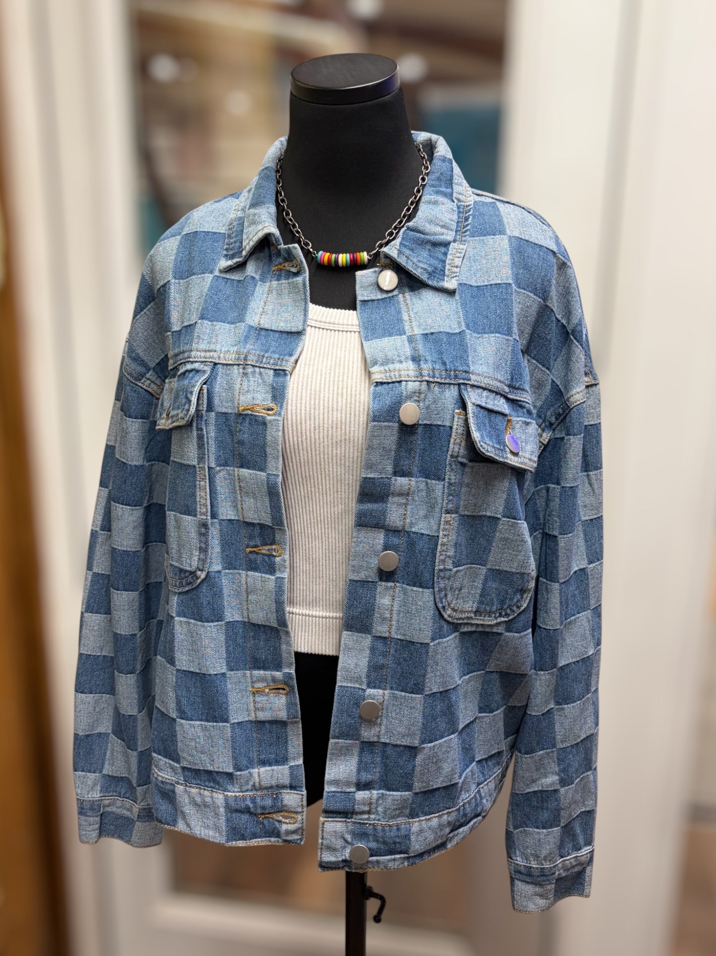 Denim Checkered Jacket